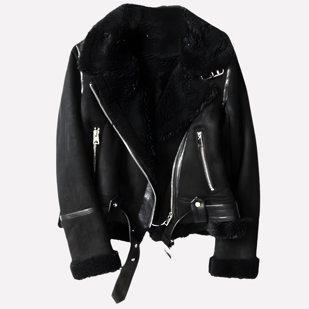 Women's Plush Lined Jacket with Belted Hem for Cozy Style