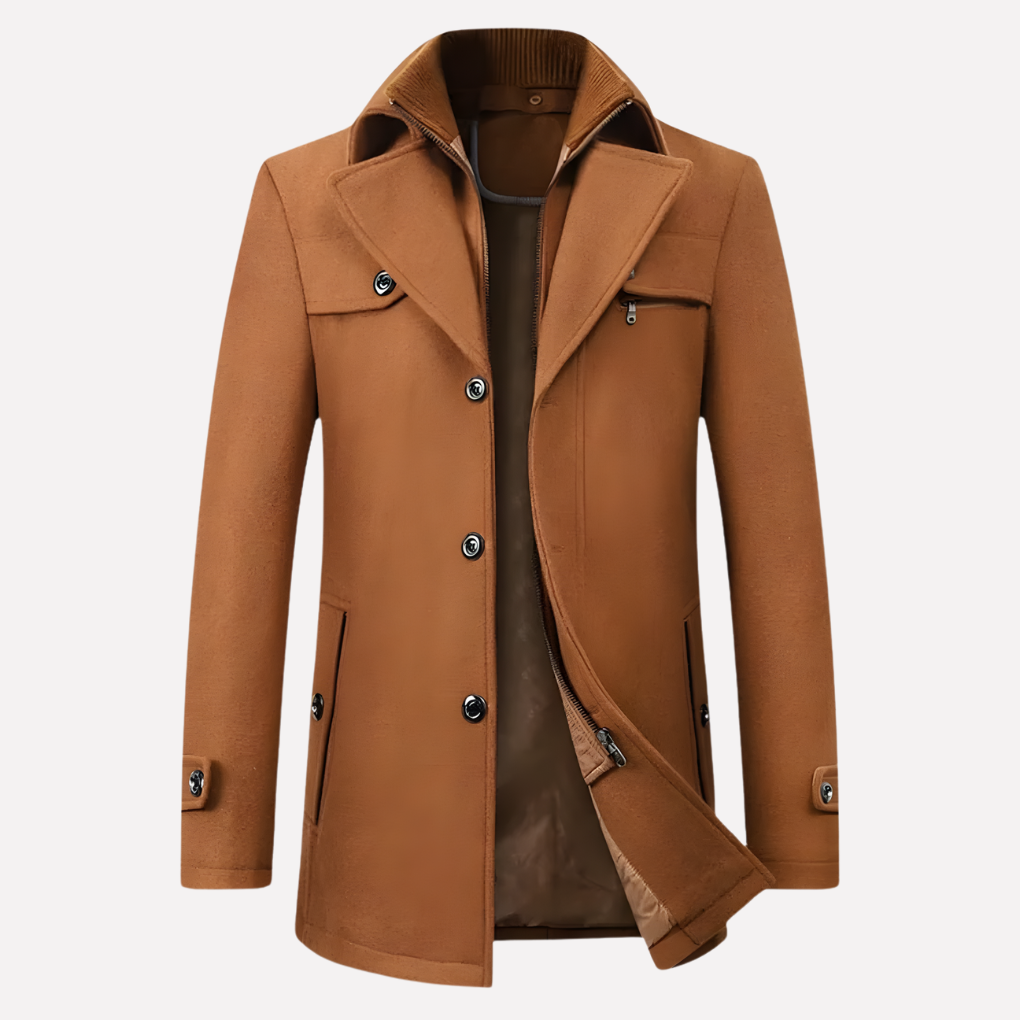 Men's Stylish Notched-Collar Overcoat for Formal and Casual Wear