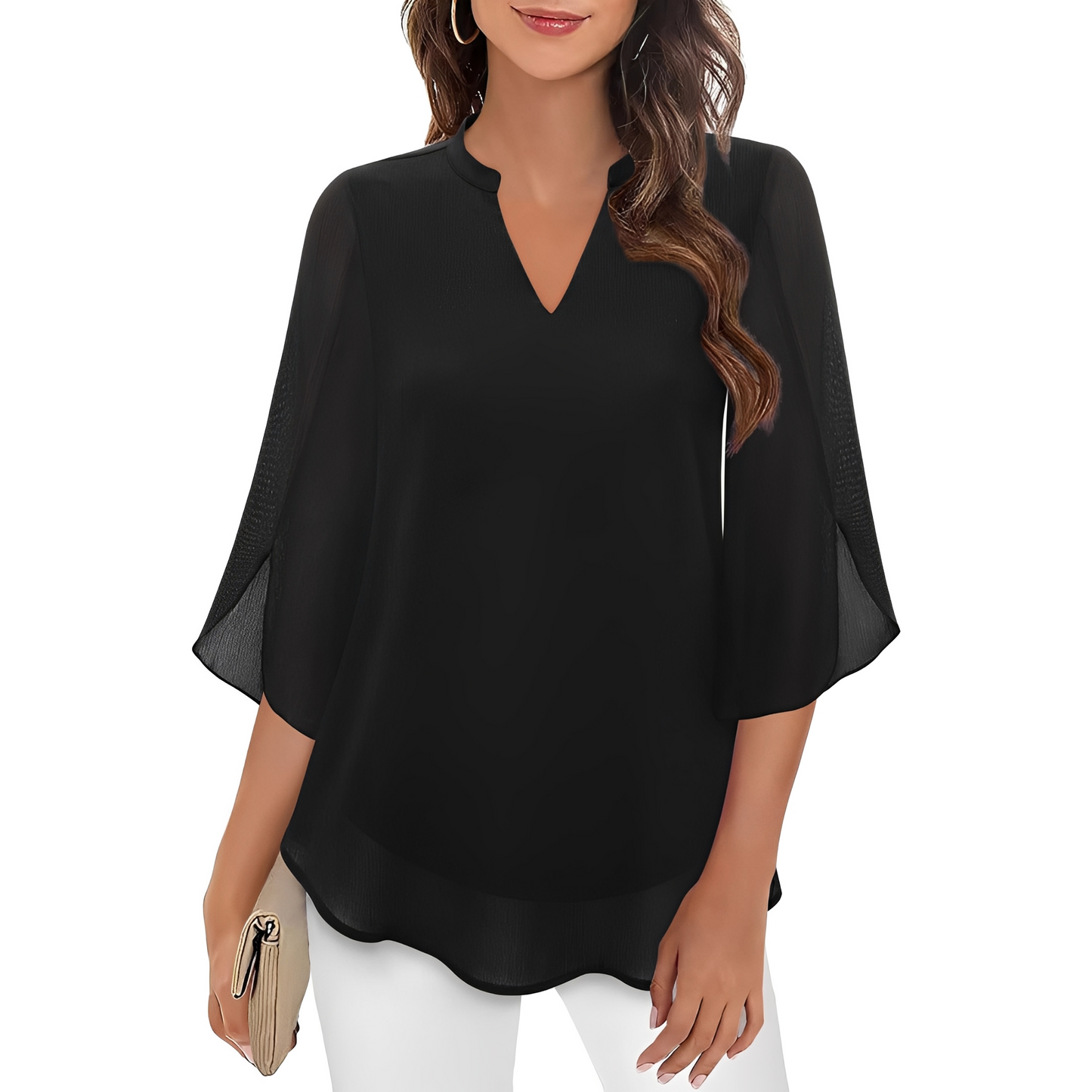 Vanessa - Loose Fit V-Neck Blouse for Women
