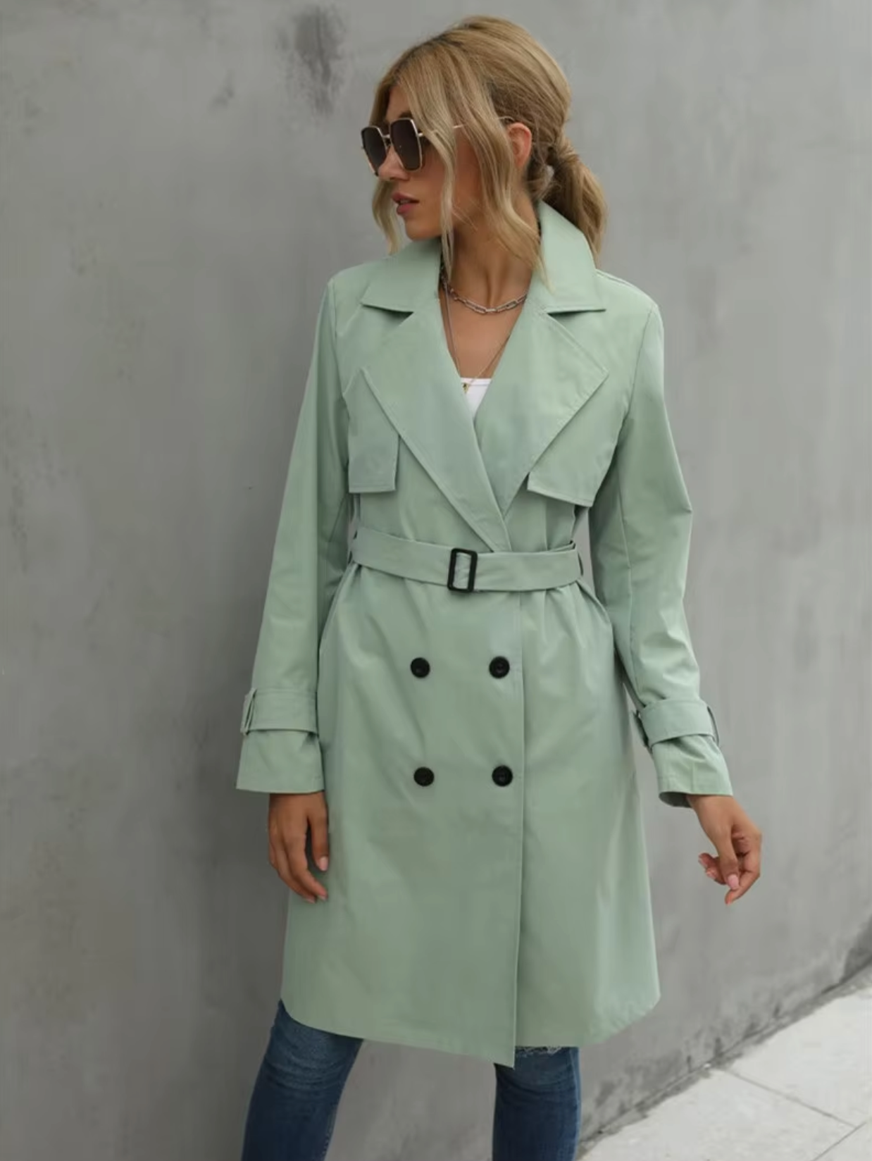 Double Breasted Women's Classic Trench Coat - Timeless Outerwear for All Seasons