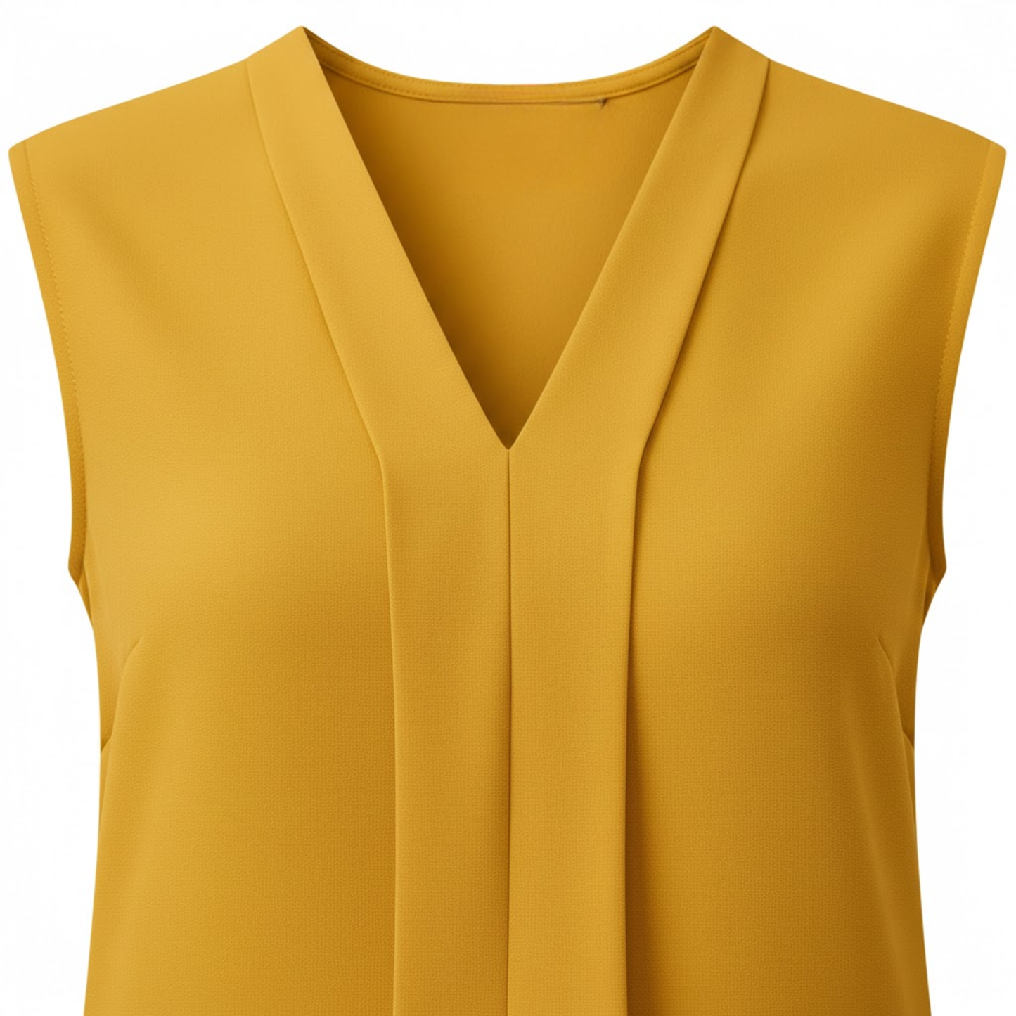 Elegant Women's Sleeveless Chiffon V-Neck Blouse with Loose Fit and Draped Front Design