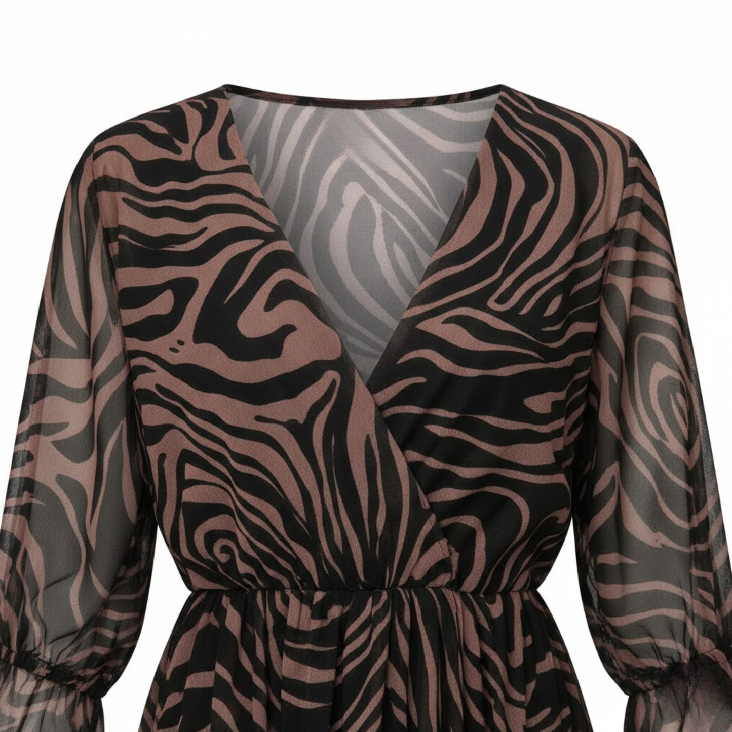 V-Neck Print Midi Dress Short Sleeve Front Split A-Line Wrap Tie Waist Party Gown