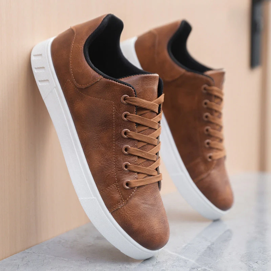 Men's Fashionable Leather Sneakers - Trendy Footwear for Everyday Style