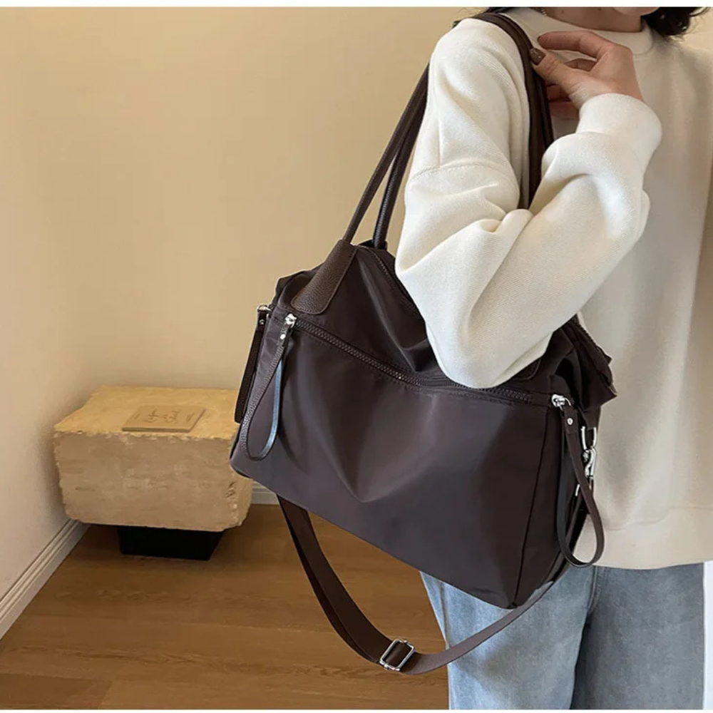 Durable Brown Nylon Tote Bag for School - Stylish and Functional Backpack Alternative