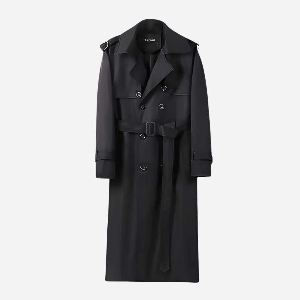 Men's Stylish Over the Knee Belted Trench Coat for All Seasons
