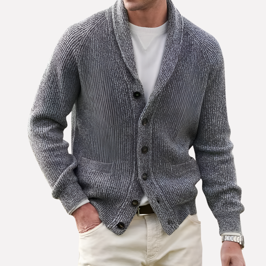 Men's Shawl Collar Cardigan with Button Front - Stylish Knitwear for Casual and Formal Wear