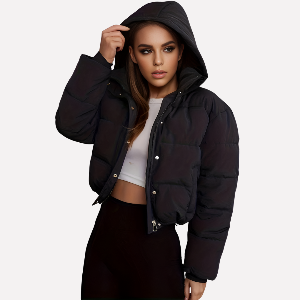 Women's Hooded Short Jacket with Front Zipper - Stylish and Versatile Outerwear