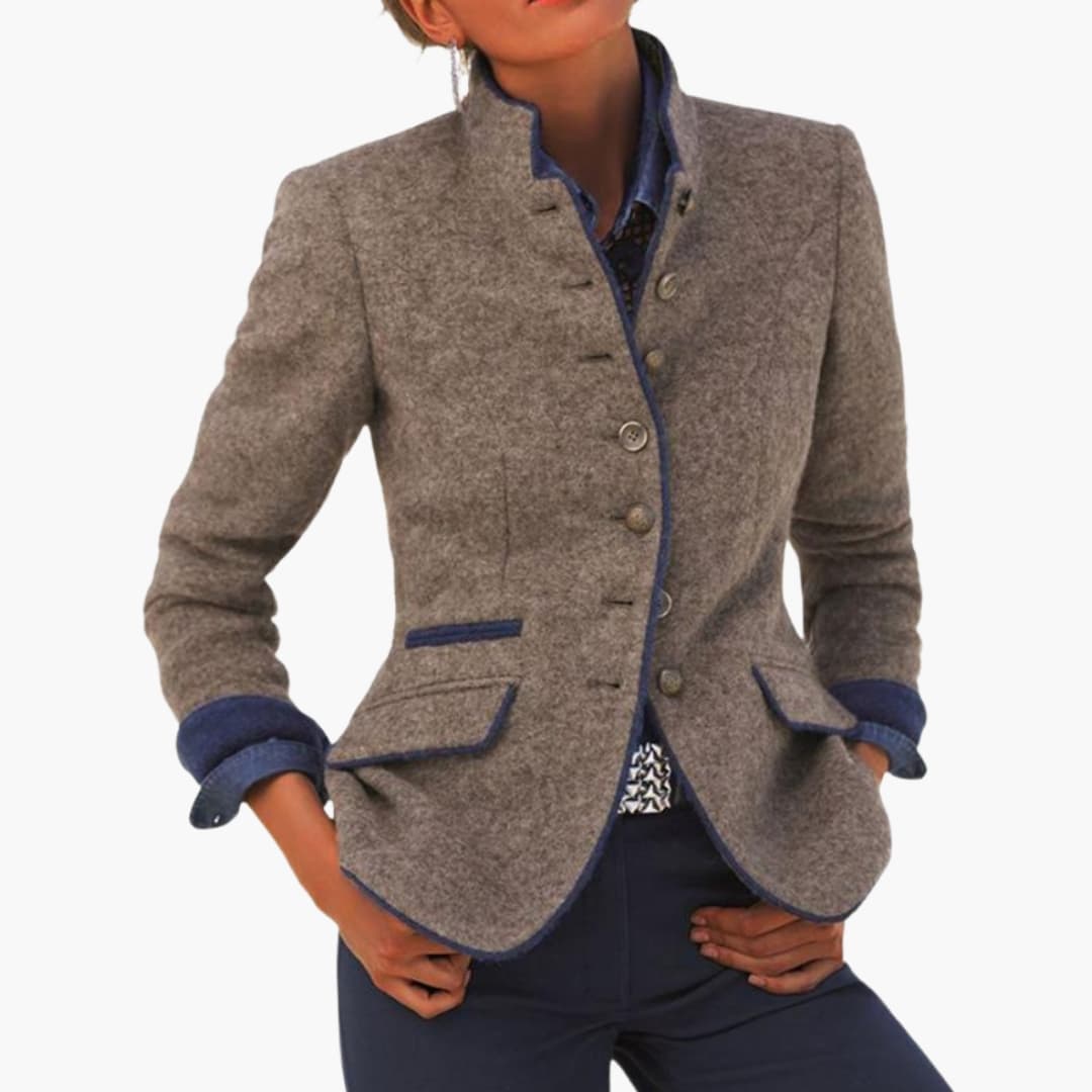 Women's Stylish Lapel Collar Blazer with Button Front Closure - Versatile Office and Casual Wear