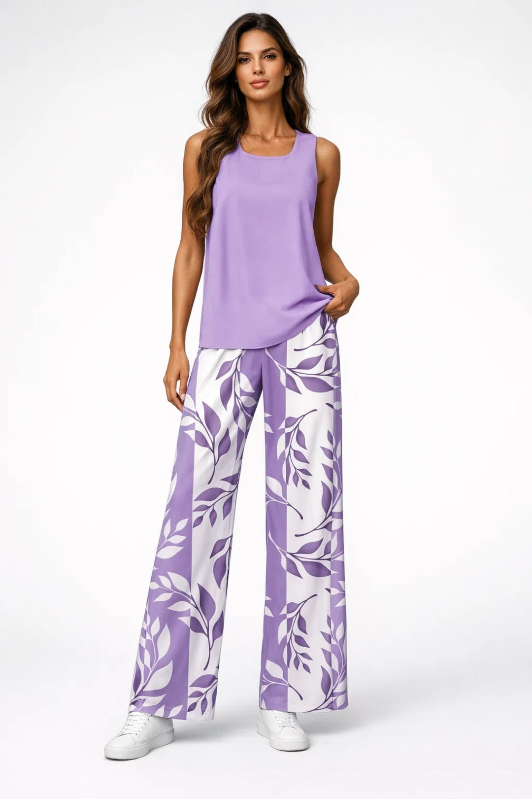 Ladies Set - Sleeveless Top with Wide Palazzo Trousers | Elegant