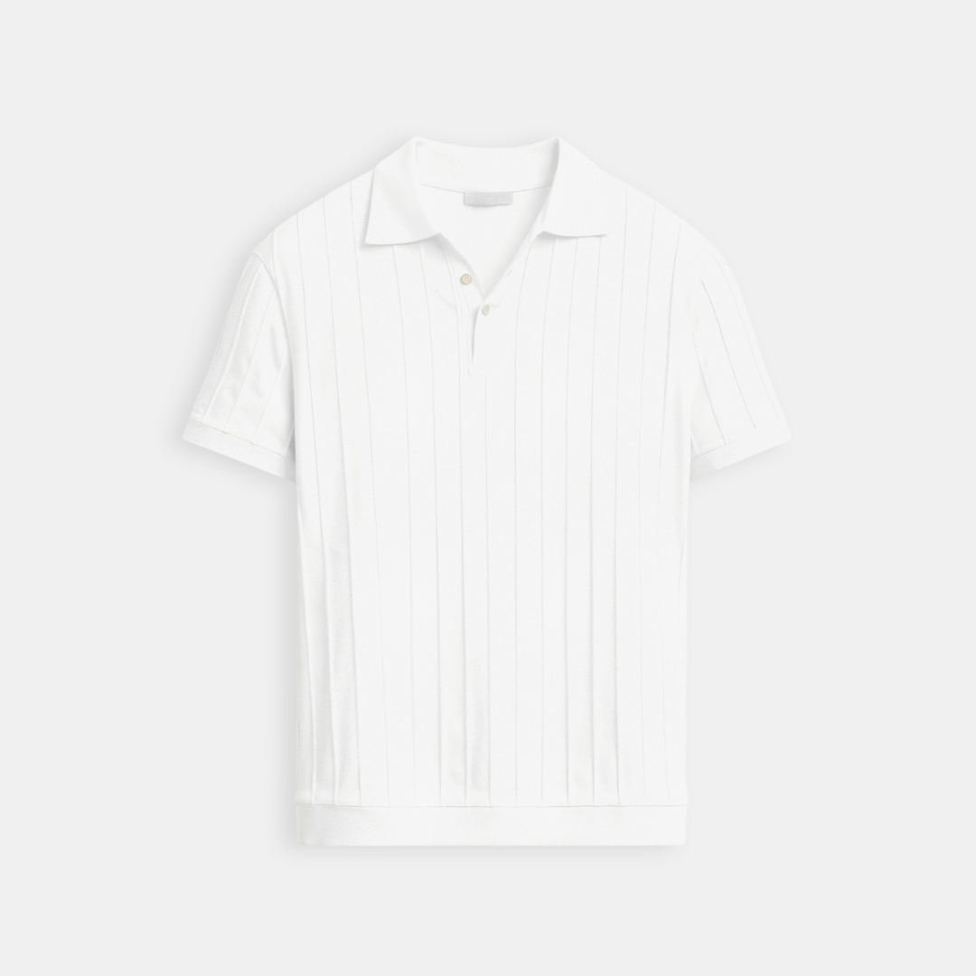 Men's Short Sleeve Polo Shirt with Vertical Stripes - Casual Summer Fashion