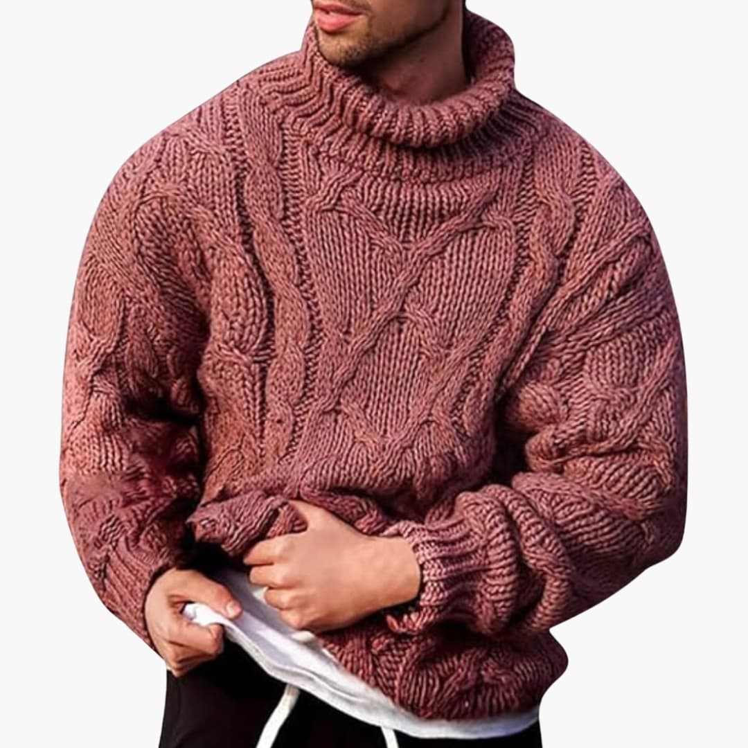 Men's Classic Knit Turtleneck Pullover Sweater - Warm & Stylish Winter Apparel