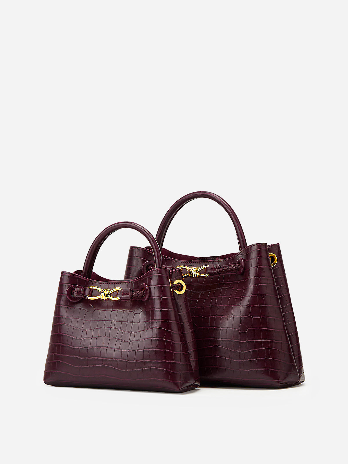 Lili | Bordeaux Croco Look Handbag