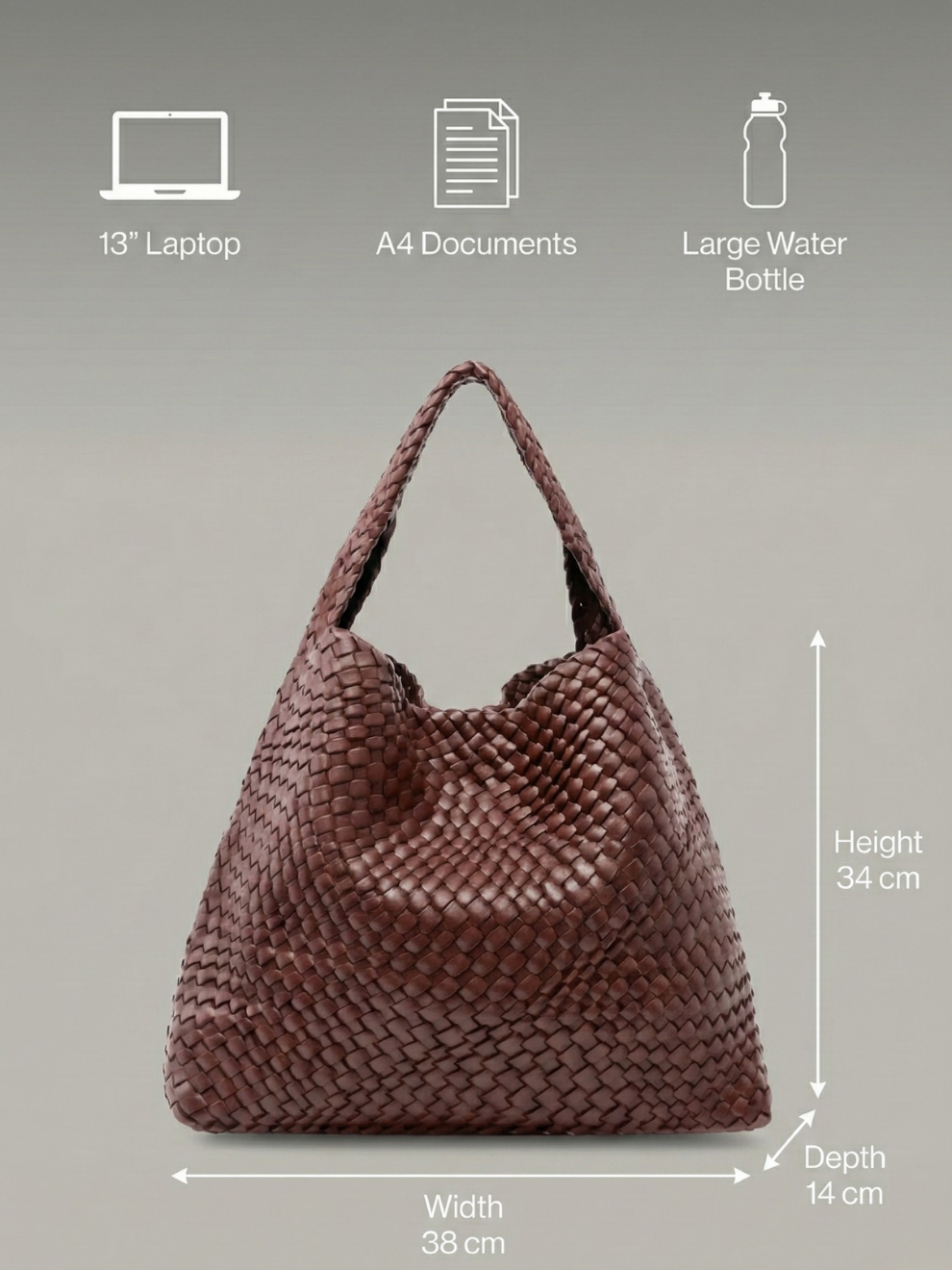 Stylish Woven Leather Women's Work Bag - Perfect for Professionals