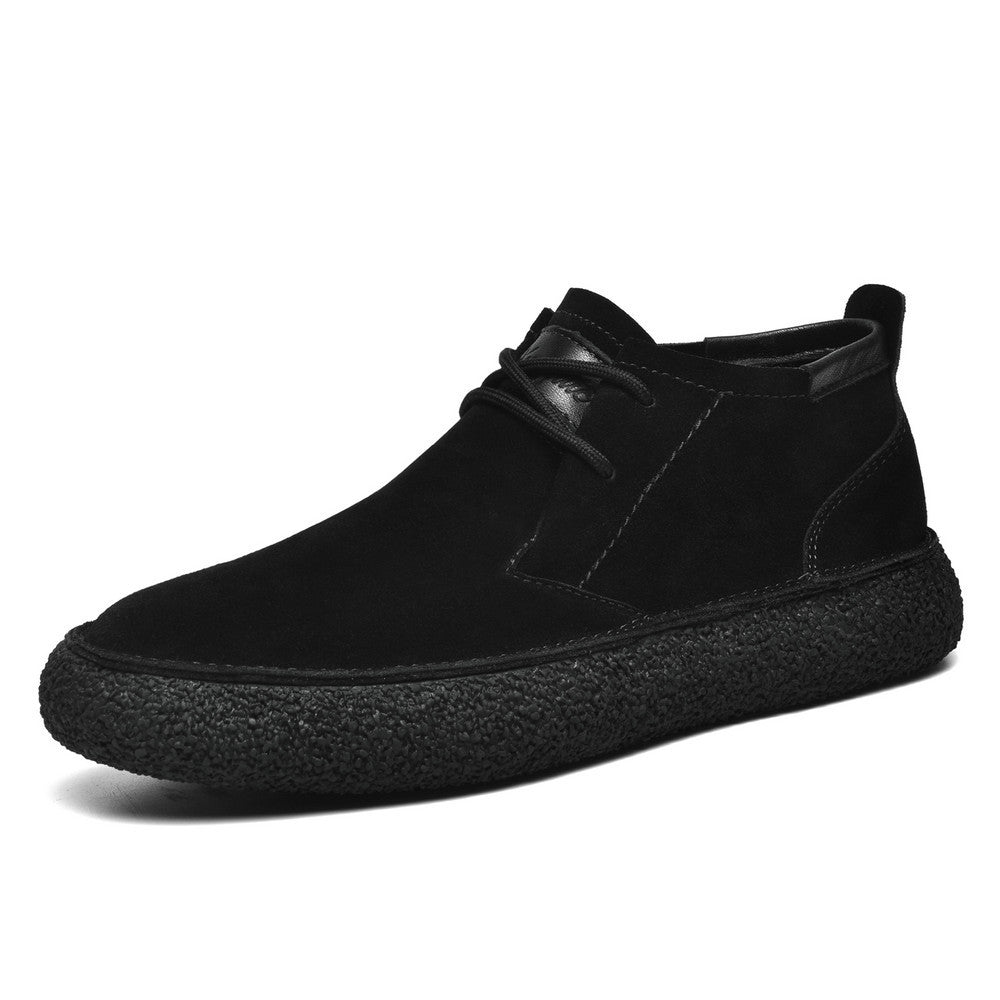 Men's Textured Sole Mid-Top Loafers with Lace-Up Design for Casual and Formal Wear