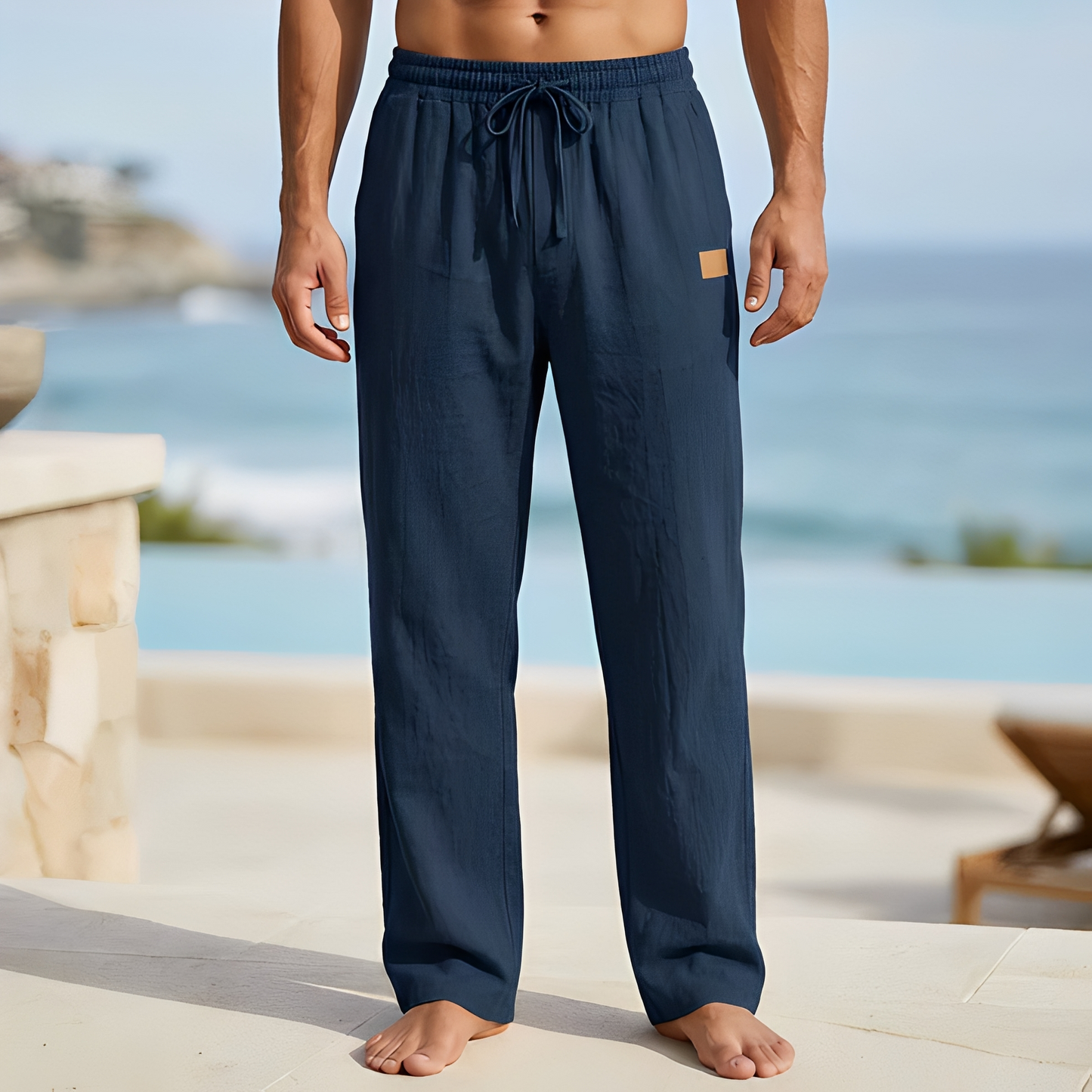 Diones - Men's Loose Summer Trousers with Drawstring