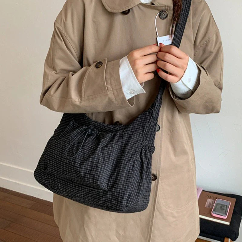 Stylish Black Nylon School Handbag with Zip Closure - Durable and Functional