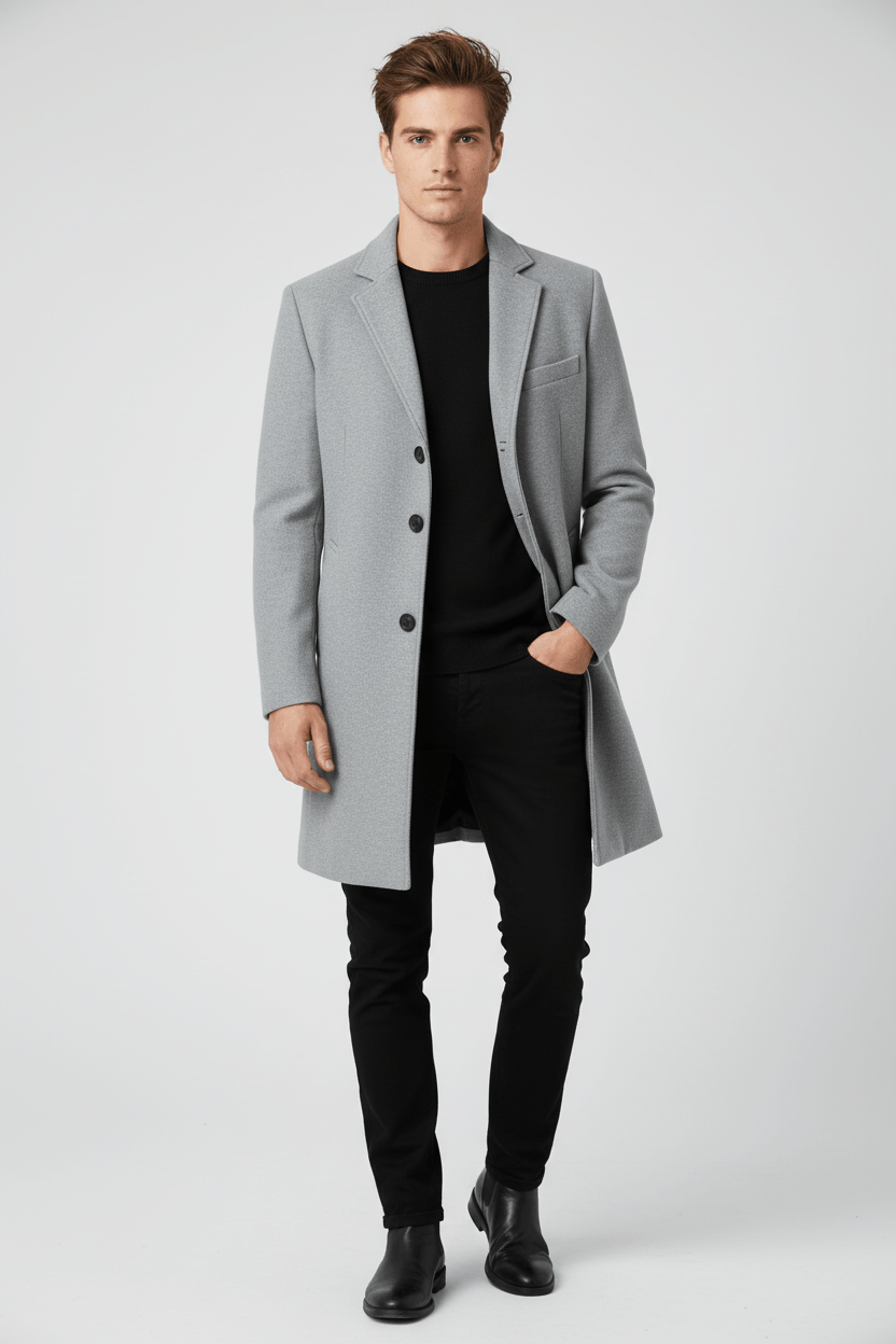 Men's Elegant Winter Trench Coat | Stylish and Warm Outerwear for Cold Weather