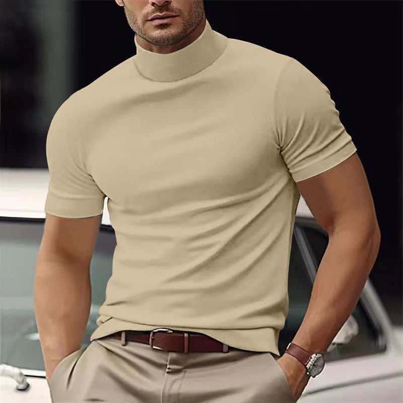 Men's T-shirt with Turtleneck Short Sleeve Slim Fit