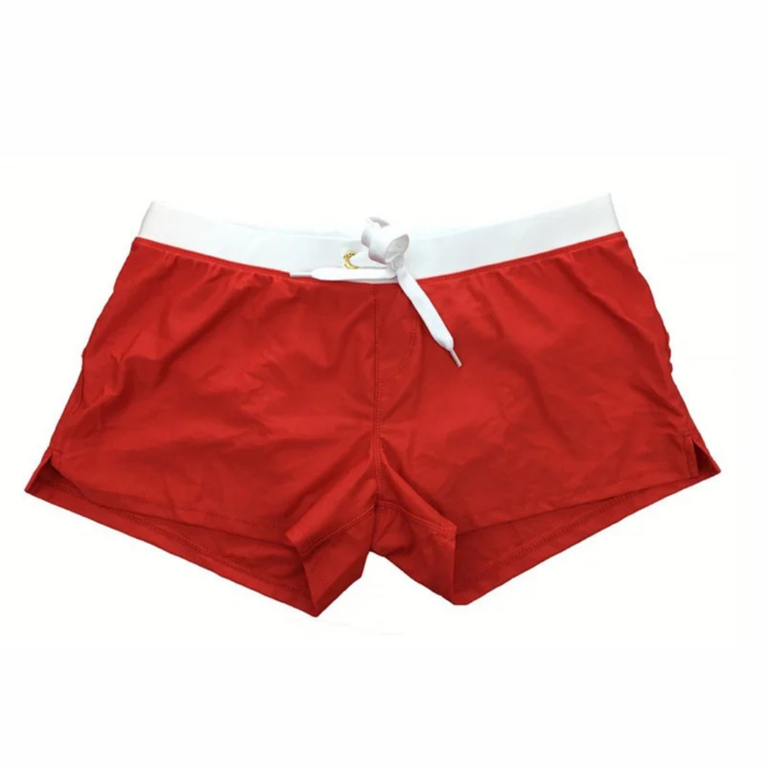 Men's Swim Shorts with Adjustable Waist and Side Slits