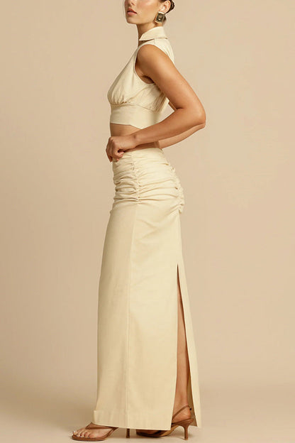 Emmer | Co-ord Set with Ruffles Maxi Skirt