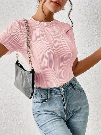 Ruth - Elegant body with short sleeves and round neckline