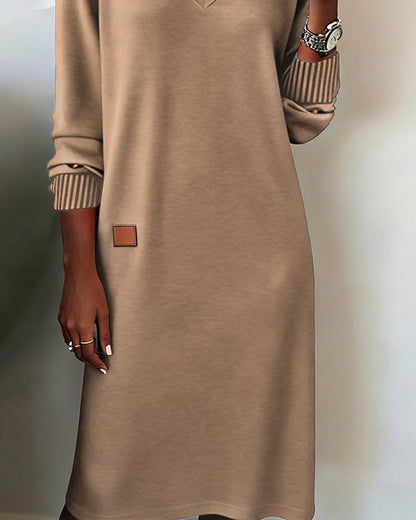 Kamila | Sweater Dress with Faux Leather Patch