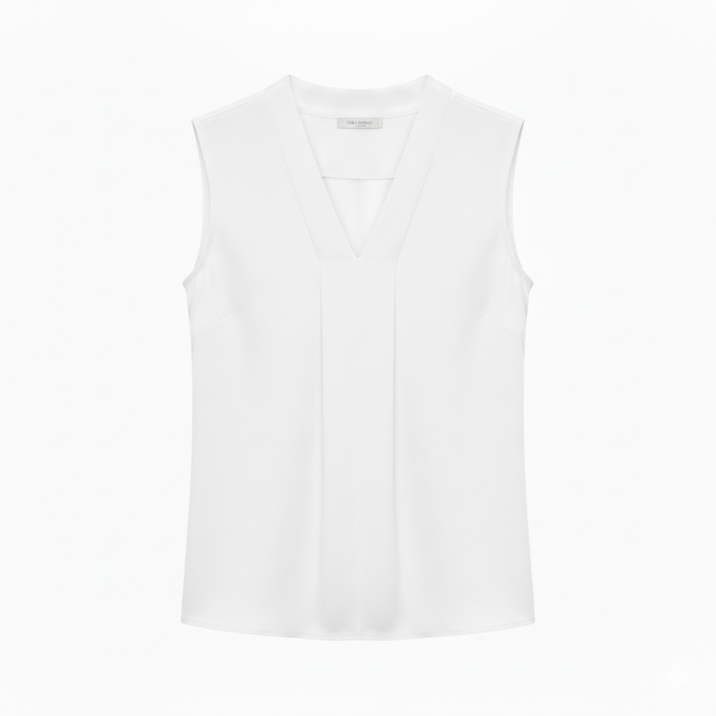 Elegant Women's Sleeveless Chiffon V-Neck Blouse with Loose Fit and Draped Front Design