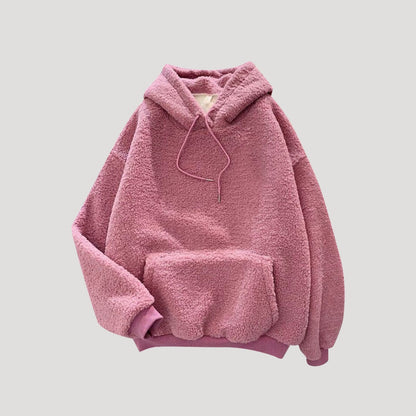 Cozy Oversized Sherpa Fleece Hoodie for Women – Warm Winter Pullover Sweatshirt