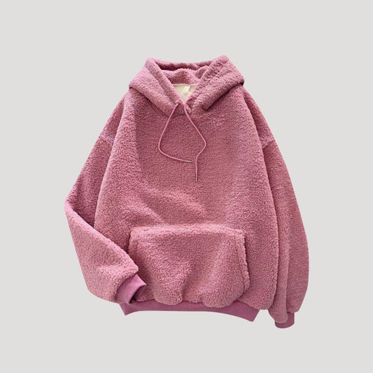 Cozy Women's Oversized Sherpa Fleece Hoodie - Warm Pullover for Winter Comfort