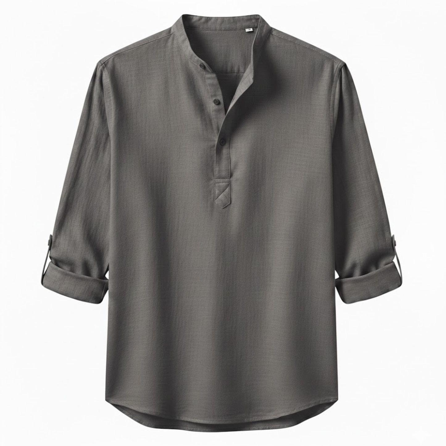 Men's Long Sleeve Cotton Linen Henley Shirt - Breathable Casual Beach Button Top