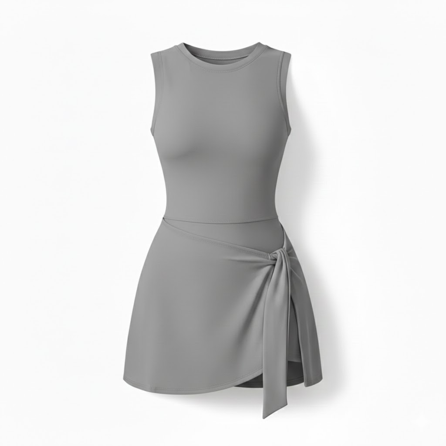 Women's Sleeveless Tennis Dress with Integrated Shorts for Active Training and Fitness