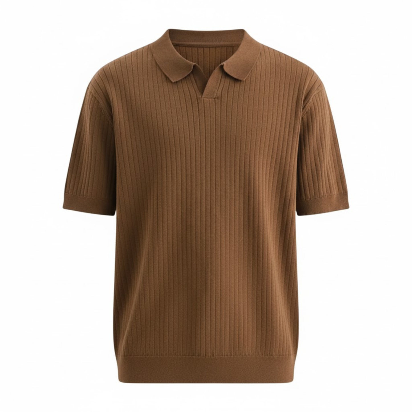 Men's Slim Fit Quick Dry Short Sleeve Ribbed Knit Polo Shirt for Golf and Casual Wear