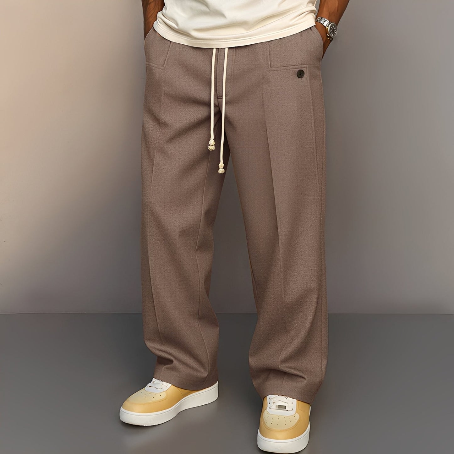 Conor - Casual Straight-Leg Trousers with Drawstring for Men