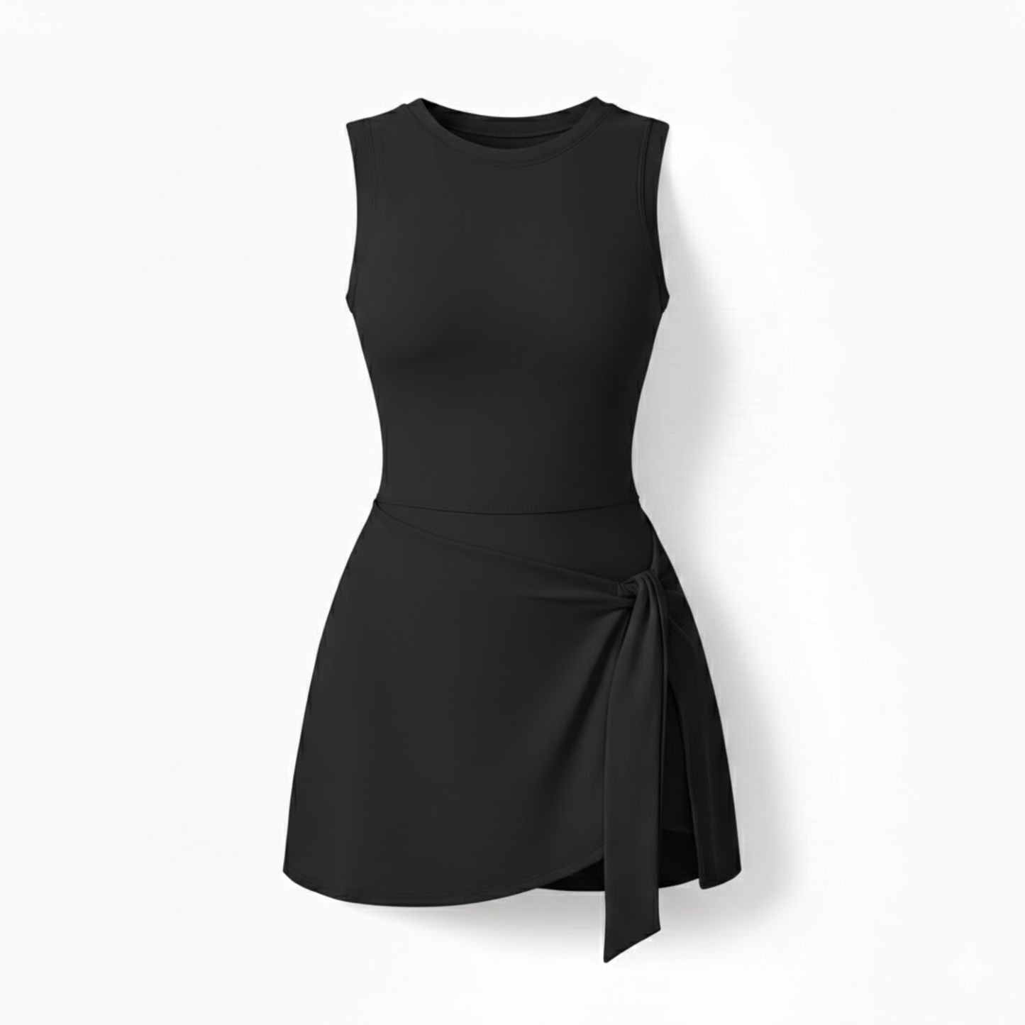 Women's Sleeveless Tennis Dress with Integrated Shorts for Active Training and Fitness
