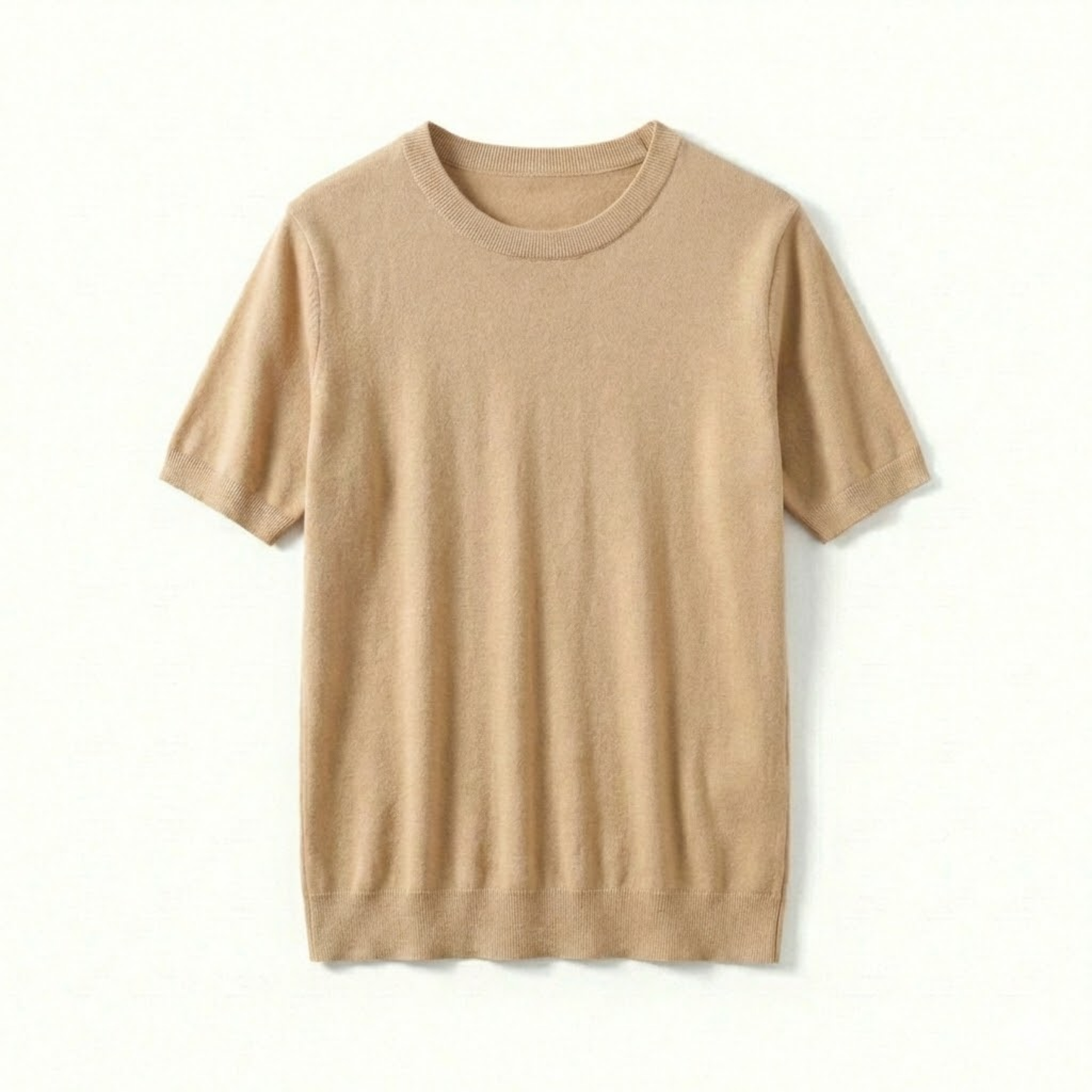 Men's Short Sleeve Crew Neck Merino Wool Blend T-Shirt - Breathable Knit Tee for Comfort