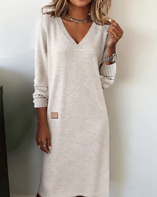 Kamila | Sweater Dress with Faux Leather Patch