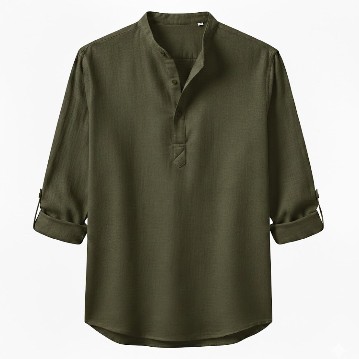 Men's Long Sleeve Cotton Linen Henley Shirt - Breathable Casual Beach Button Top