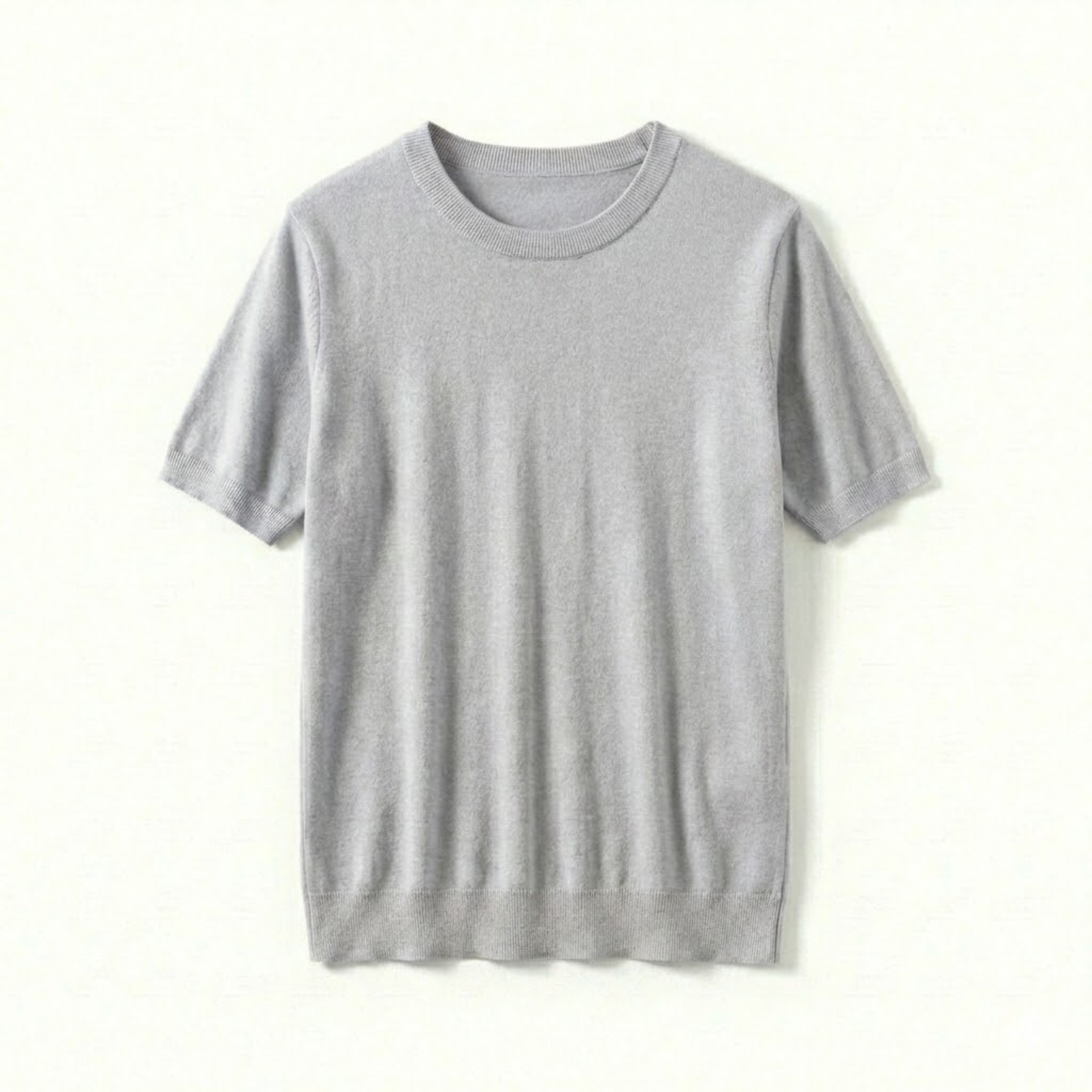 Men's Short Sleeve Crew Neck Merino Wool Blend T-Shirt - Breathable Knit Tee for Comfort