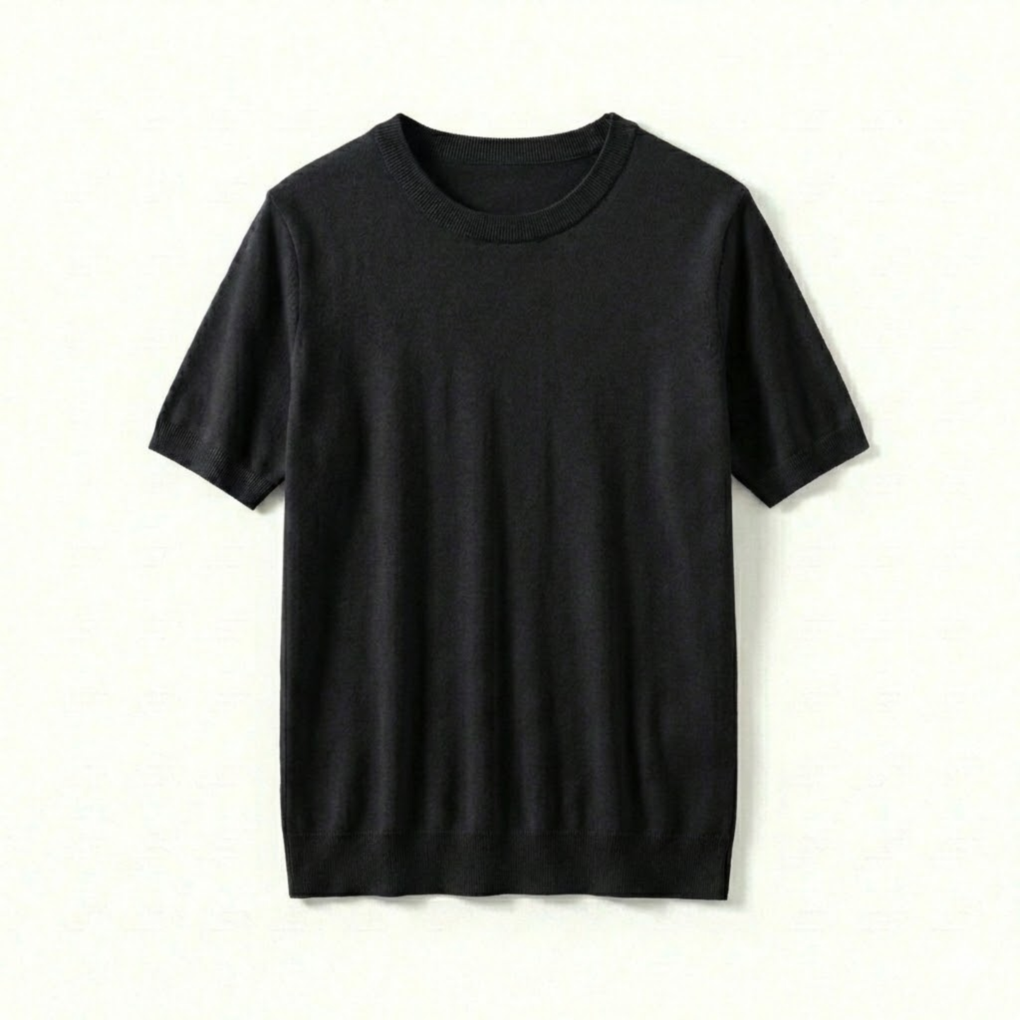 Men's Short Sleeve Crew Neck Merino Wool Blend T-Shirt - Breathable Knit Tee for Comfort