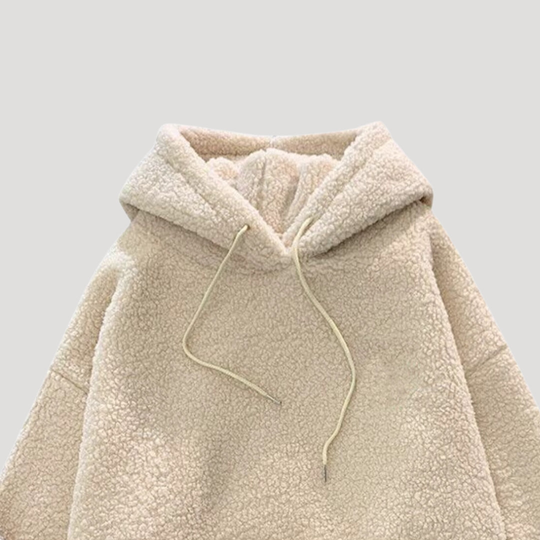 Cozy Oversized Sherpa Fleece Hoodie for Women – Warm Winter Pullover Sweatshirt