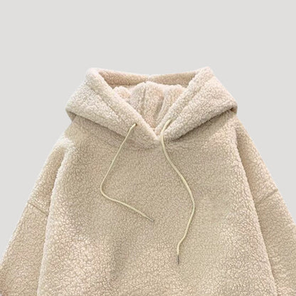 Cozy Oversized Sherpa Fleece Hoodie for Women – Warm Winter Pullover Sweatshirt