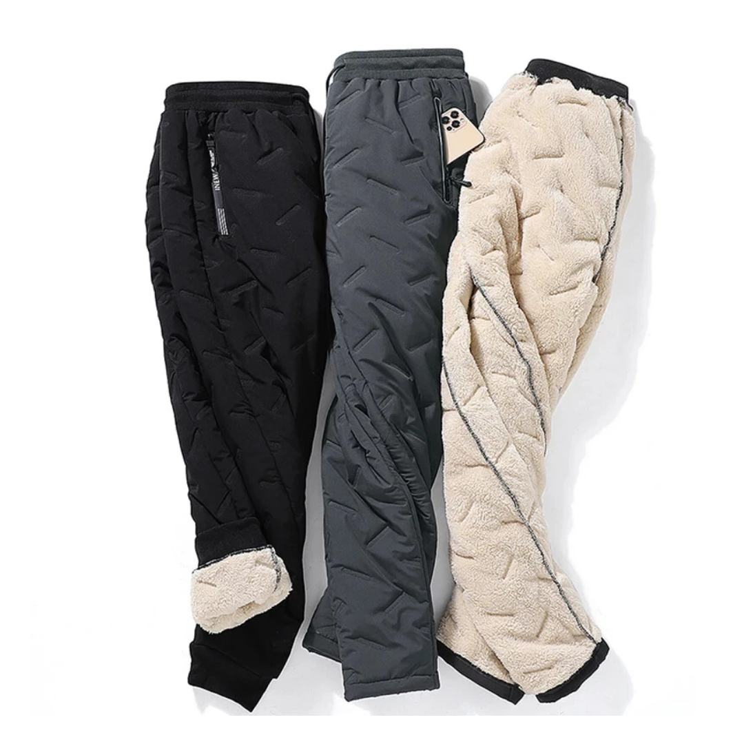 Men's Fleece-Lined Thermal Joggers - Water-Resistant Winter Pants for Cold Weather
