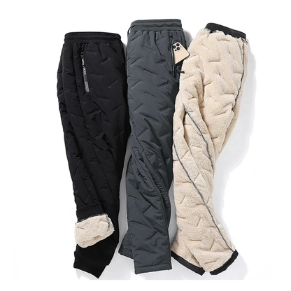 Men's Fleece-Lined Thermal Joggers - Water-Resistant Winter Pants for Cold Weather