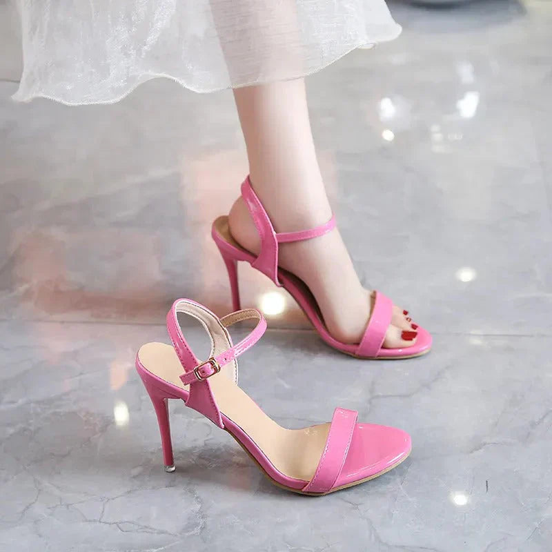 Caroline - High Heeled Sandals with Ankle Strap and Open Toe