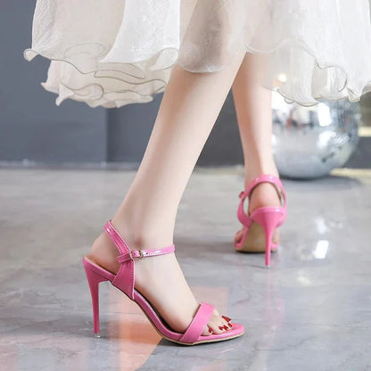 Caroline - High Heeled Sandals with Ankle Strap and Open Toe