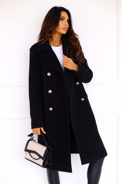 Women's Stylish Double-Breasted Wool Trench Coat Set for Winter