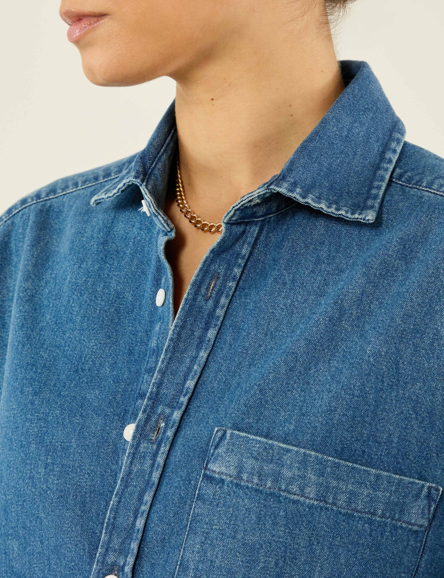 Unisex Classic Blue Denim Shirt – Button-Up Cotton Overshirt