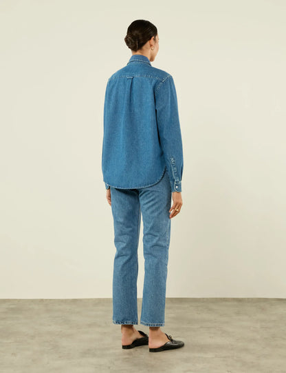 Unisex Classic Blue Denim Shirt – Button-Up Cotton Overshirt