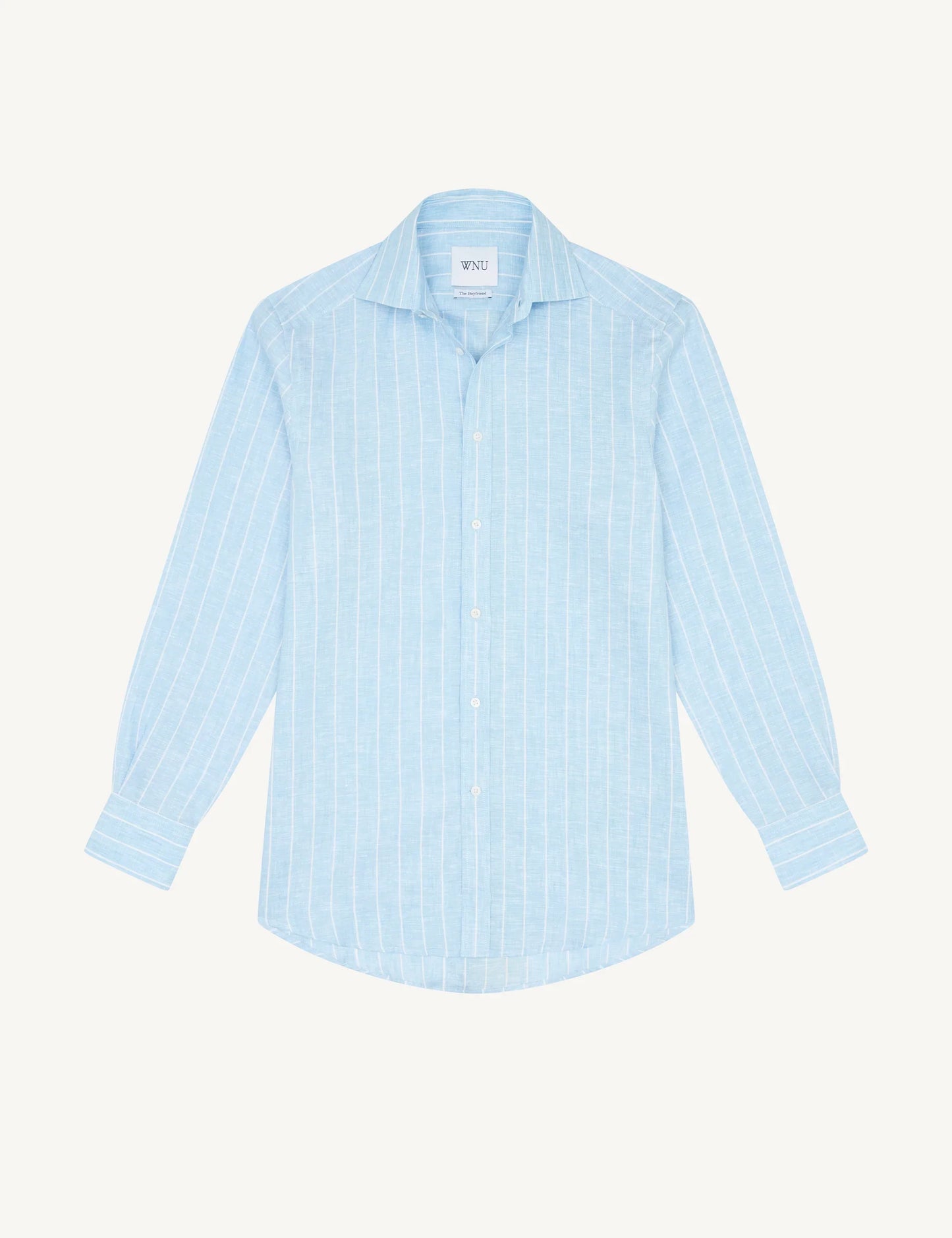 Sky Blue Striped Linen Shirt for Men - Casual Summer Style