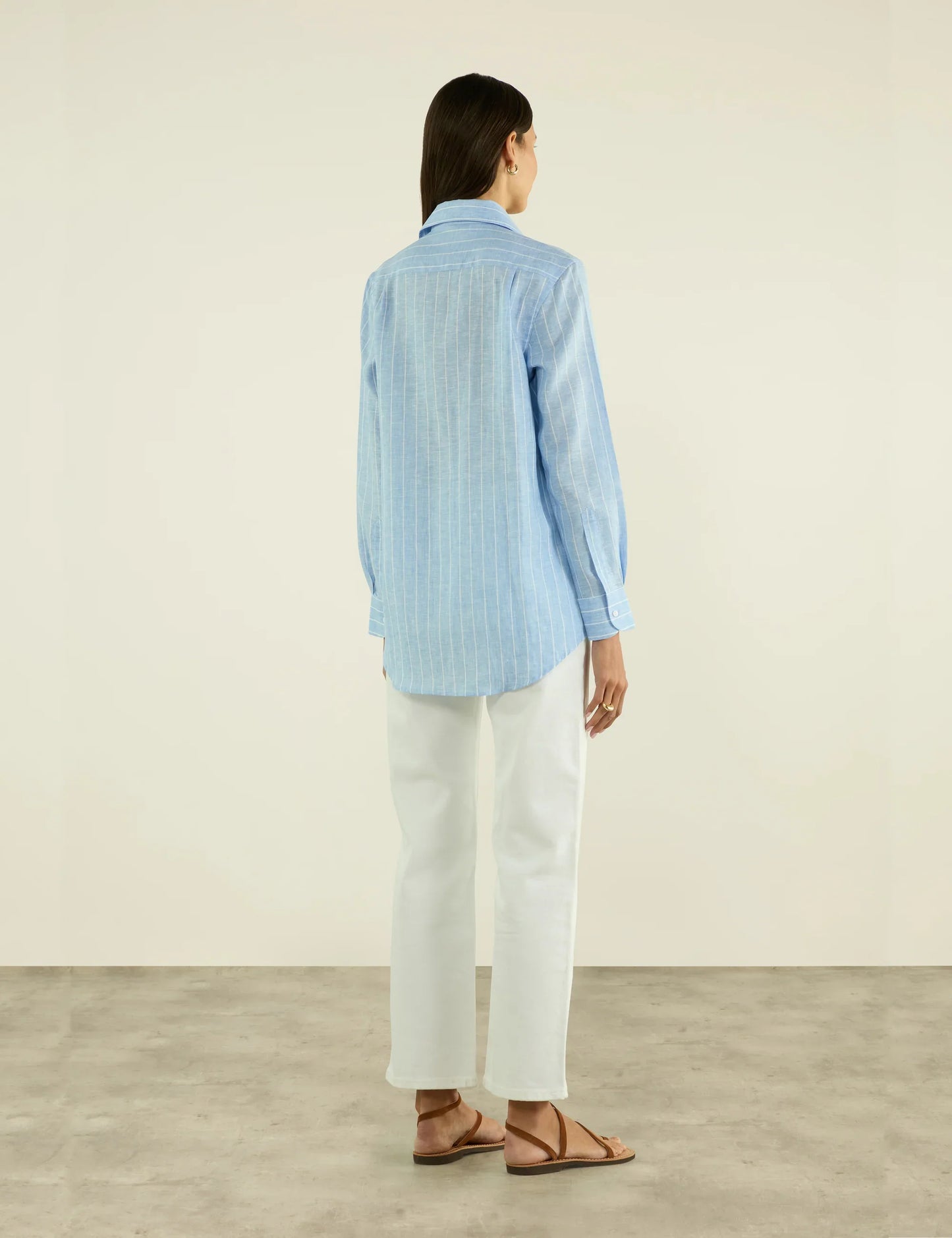 Sky Blue Striped Linen Shirt for Men - Casual Summer Style